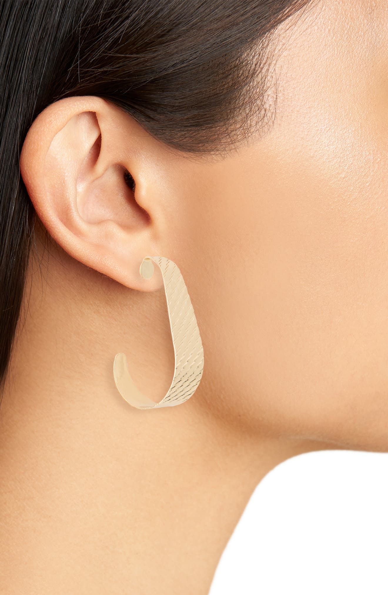 NORDSTROM RACK Textured J Hoop Earrings