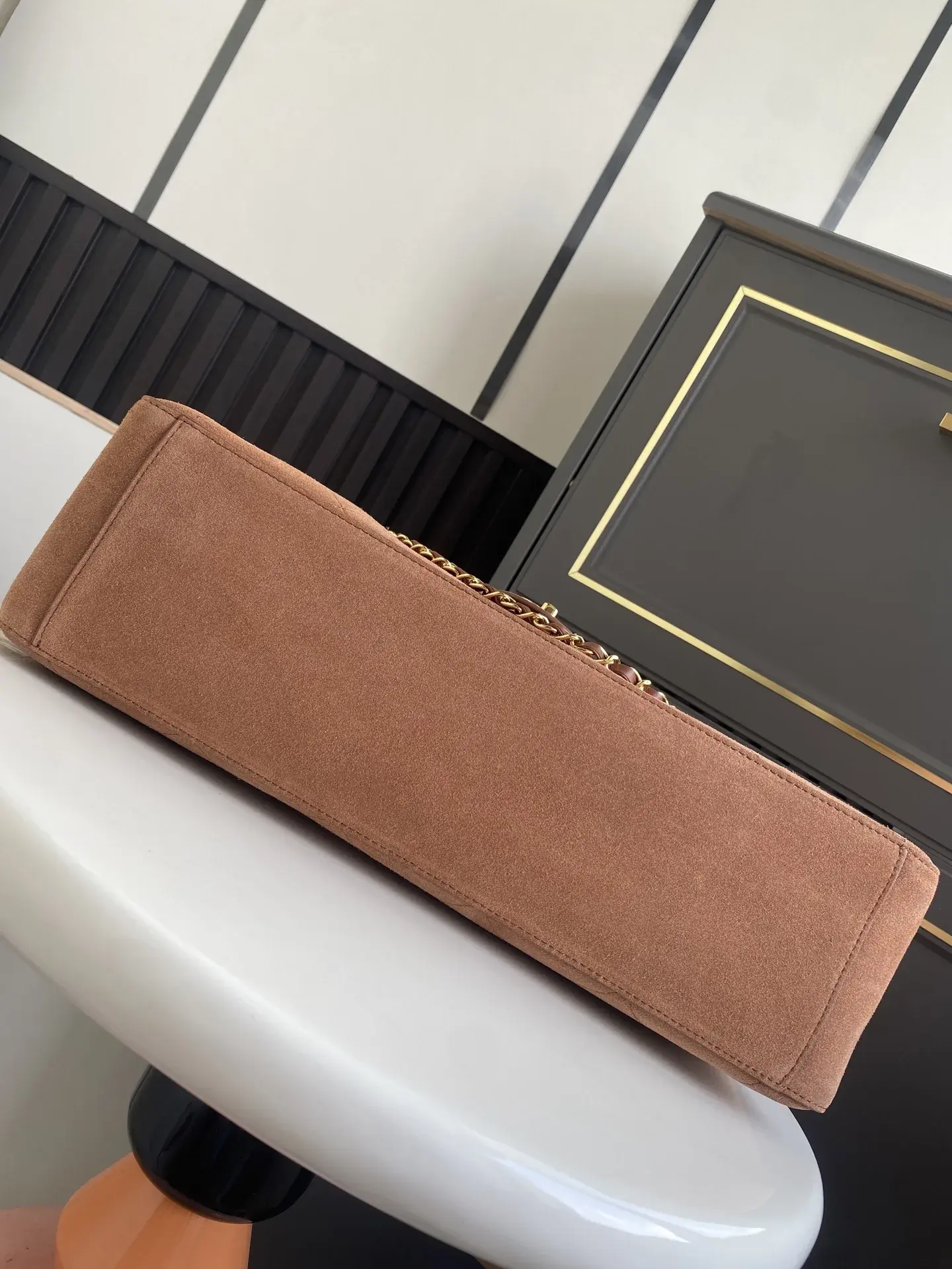 Chanel Classic Flap Beige Suede Leather Shoulder Bag product photo from LabelPicks