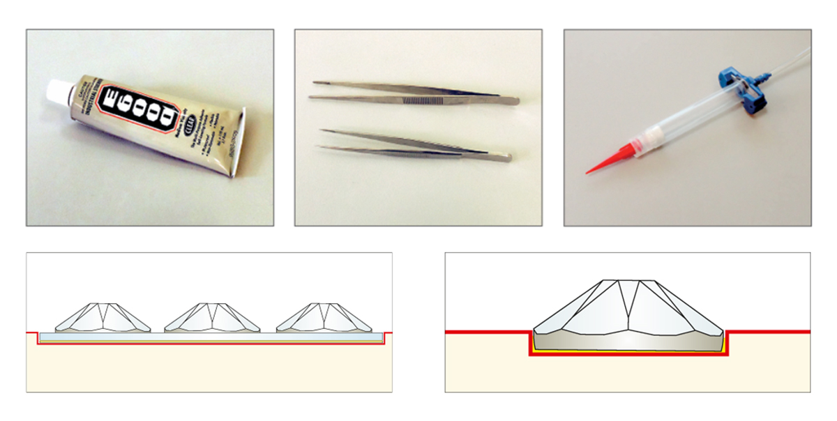 Non-Hotfix Stone fixing methods - manual gluing