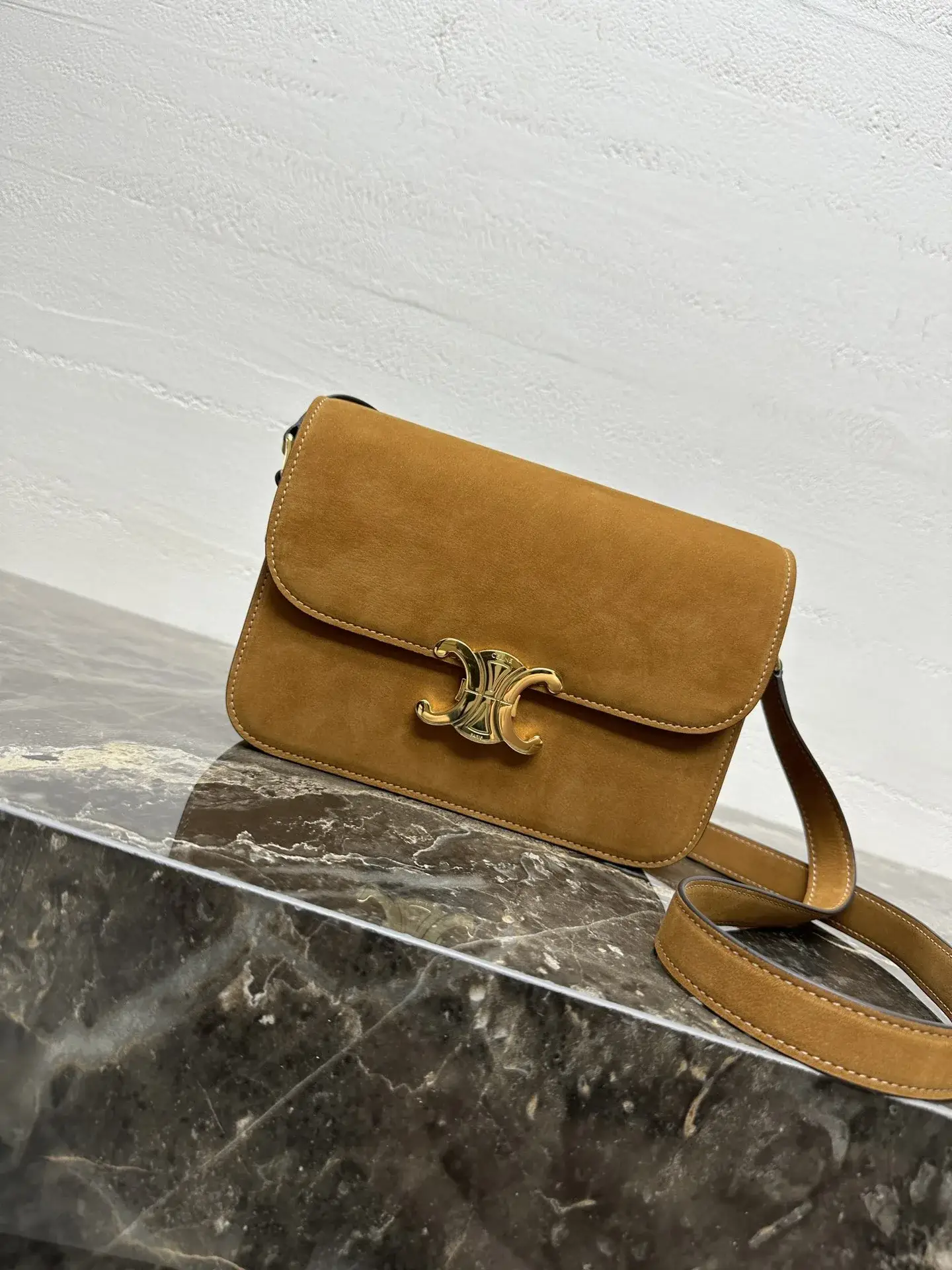 Celine Triomphe Gold Lambskin Crossbody Bag product photo from LabelPicks