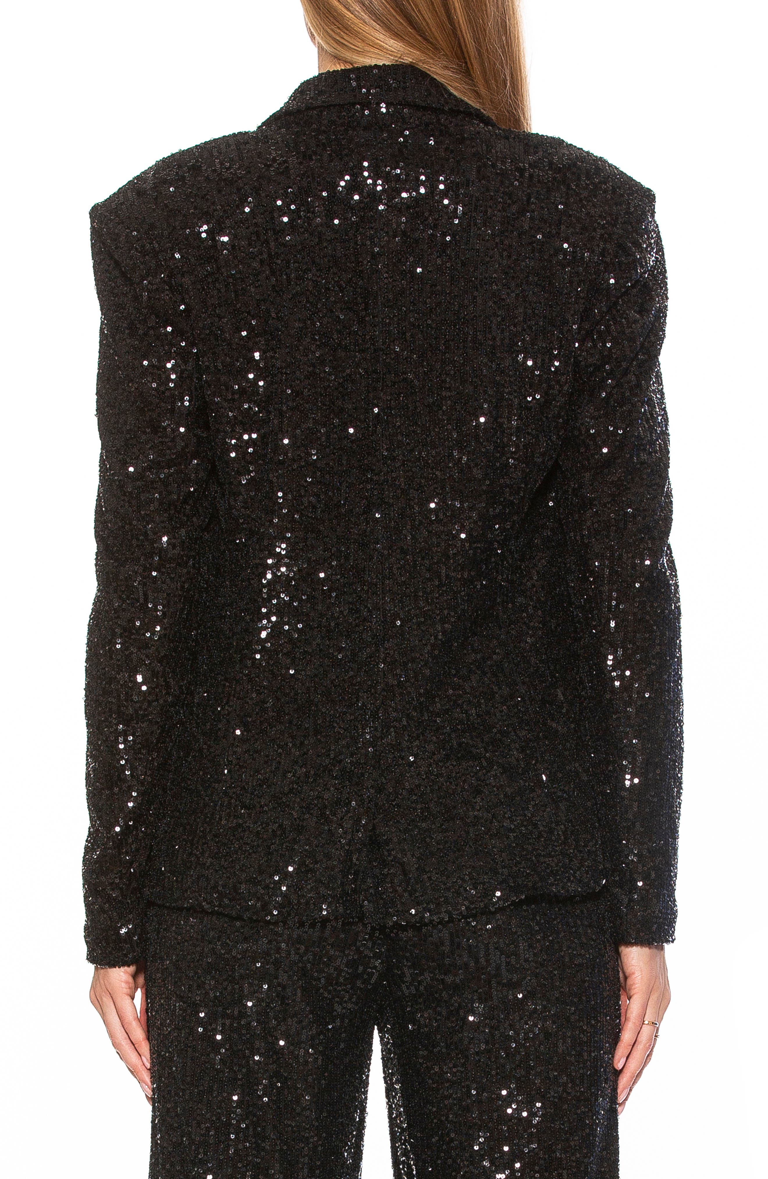 Alexia Admor Abbi Longline Double Breasted Sequin Blazer