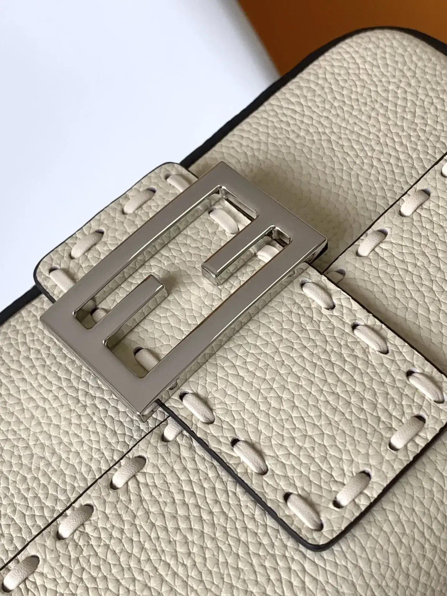 Fendi Baguette White Grained Leather Shoulder Bag product photo from LabelPicks