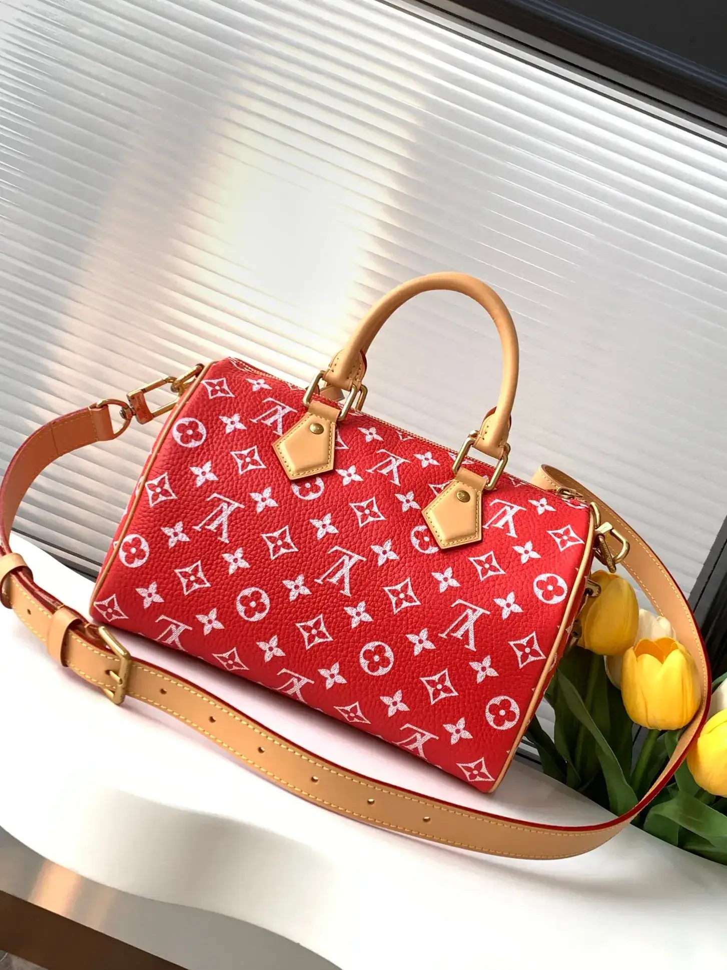 Louis Vuitton Red Speedy Lambskin Top Handle Bag product photo from LabelPicks