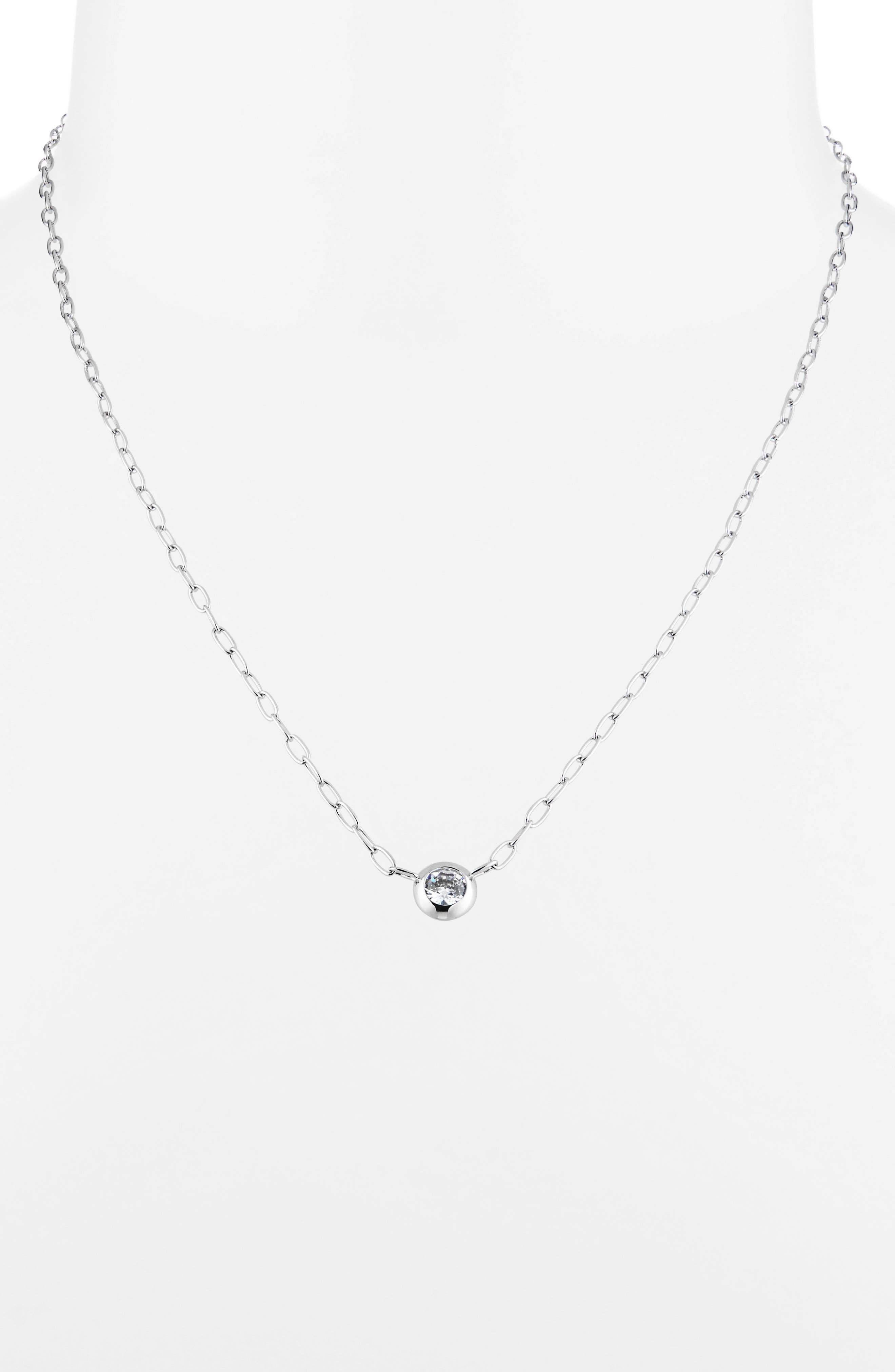Nadri Shimmer Cubic Zirconia Solitaire Necklace & Stud Earrings Set