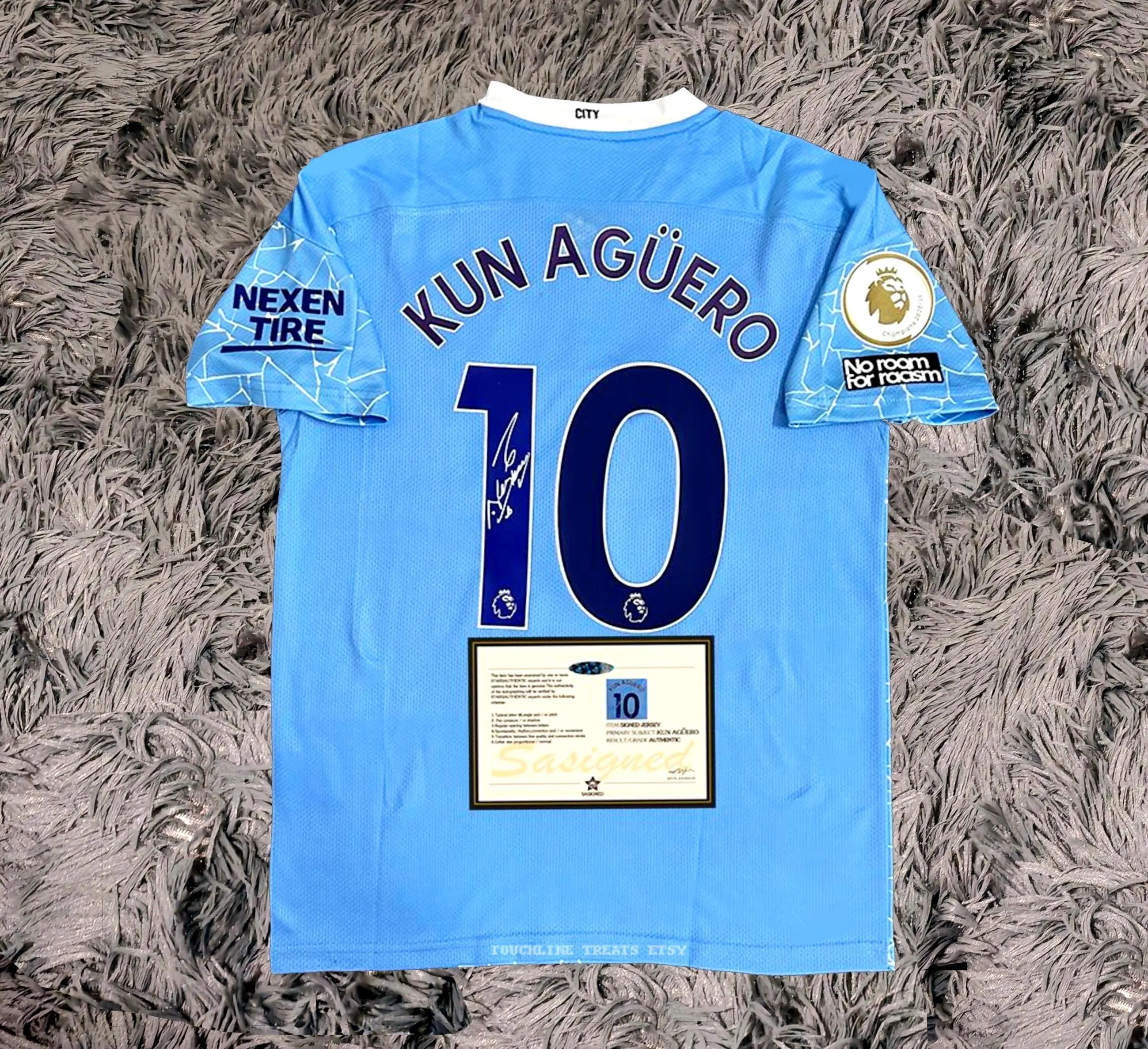 Sergio Ag眉ero SIGNED Man City Jersey 20/21 - COA - Final Season Retro