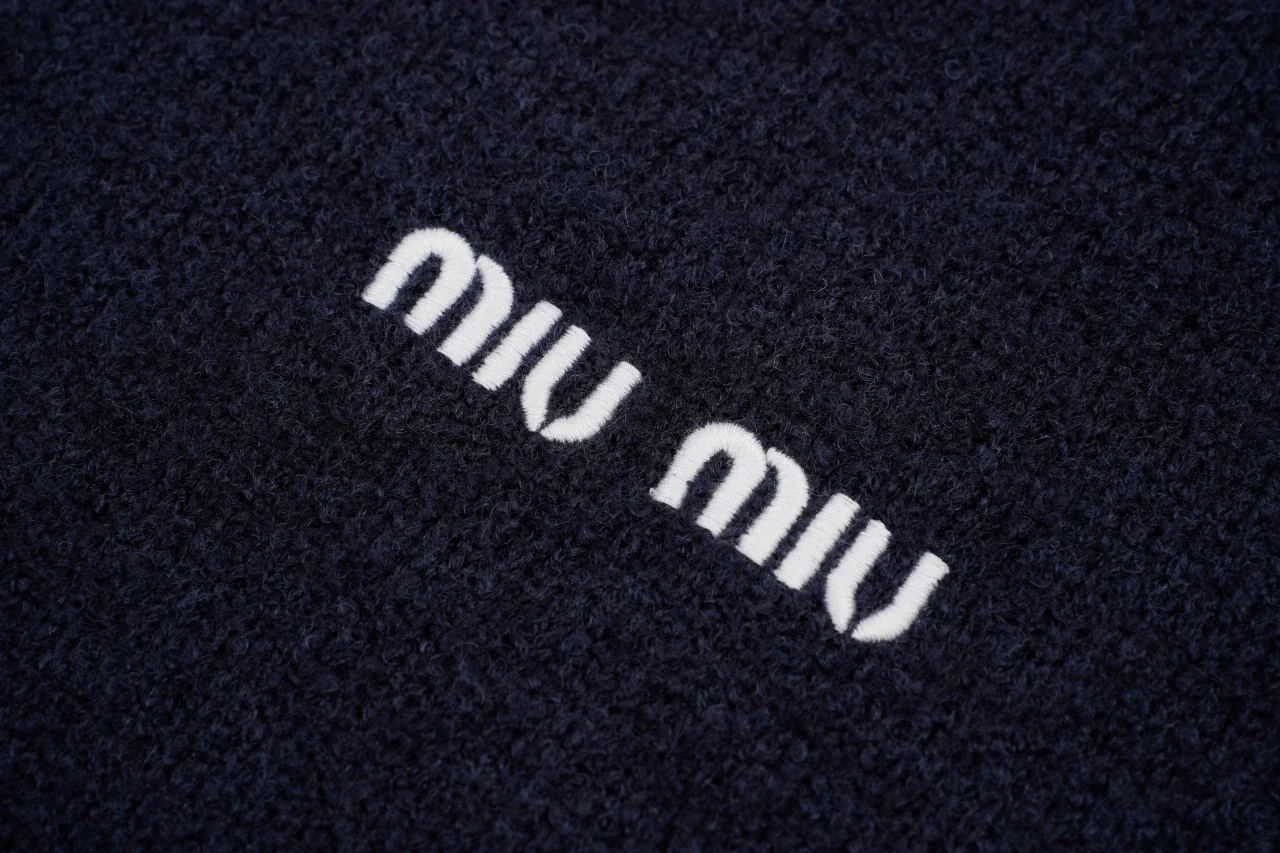 Miu Miu Navy Boucle Wool Crewneck Sweater product photo from LabelPicks