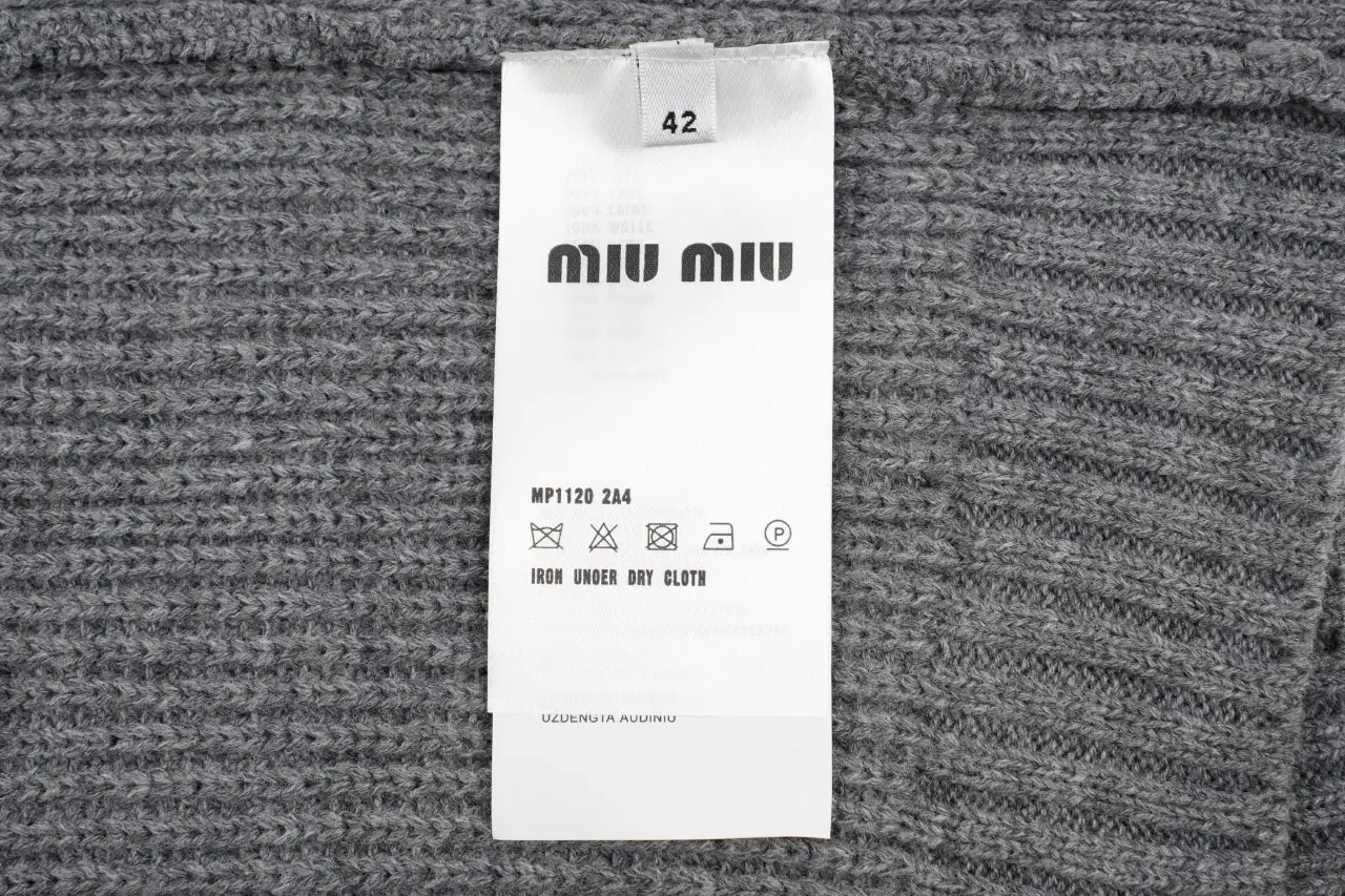 Miu Miu Grey White Trim Logo V Neck Sweater product photo from LabelPicks