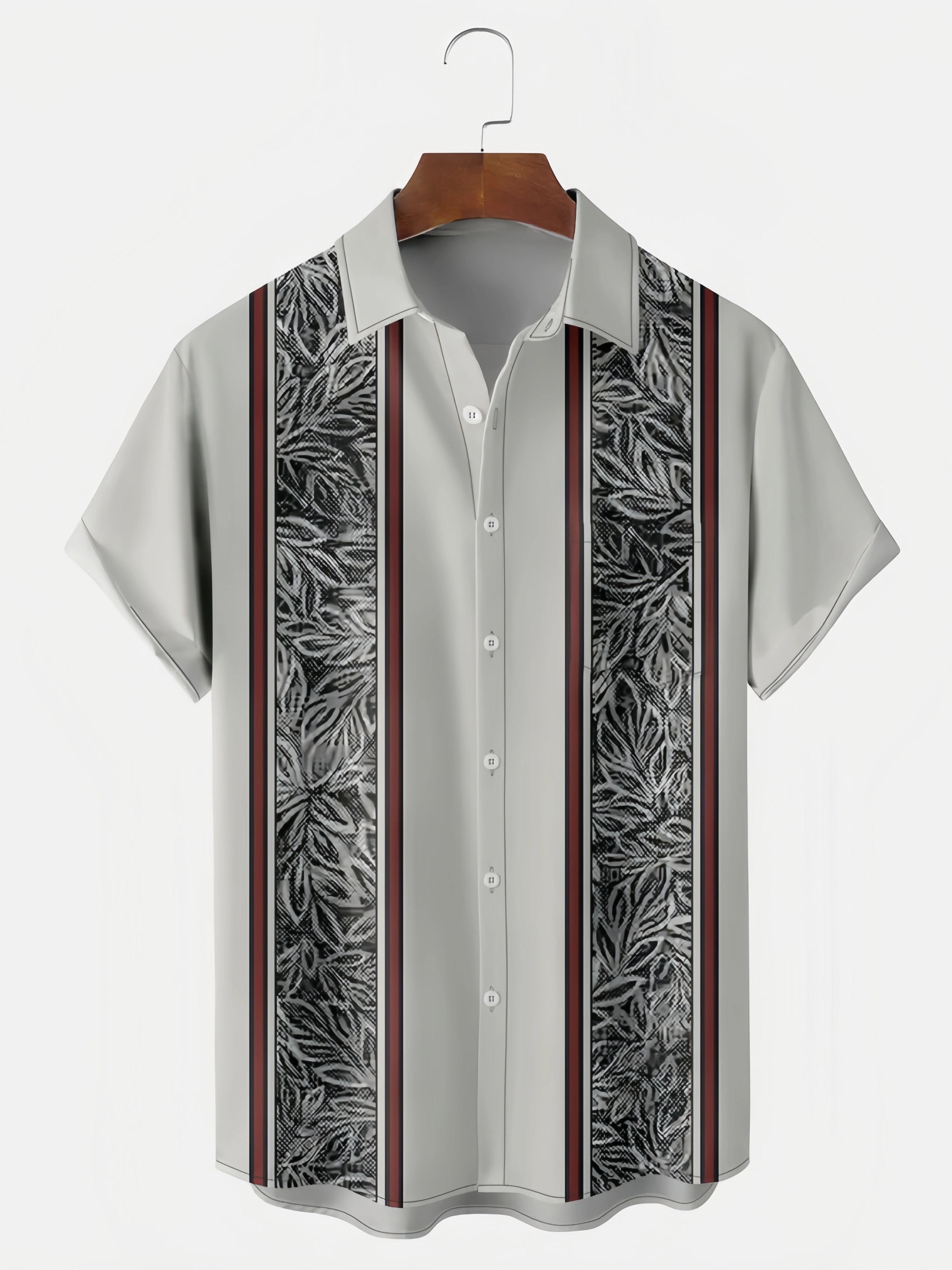 Geometry Chest Pocket Short Sleeve Bowling Shirt