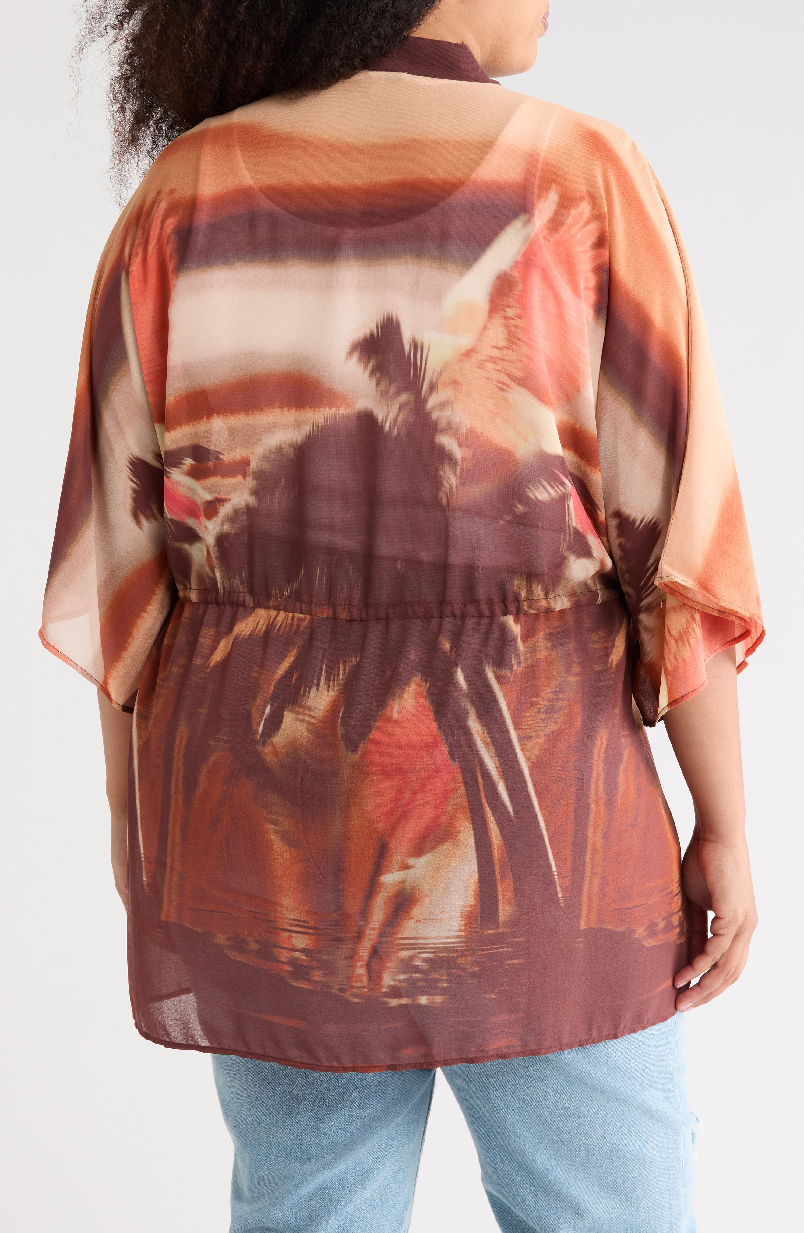 DR2 by Daniel Rainn Drawstring Floral Open Front Wrap