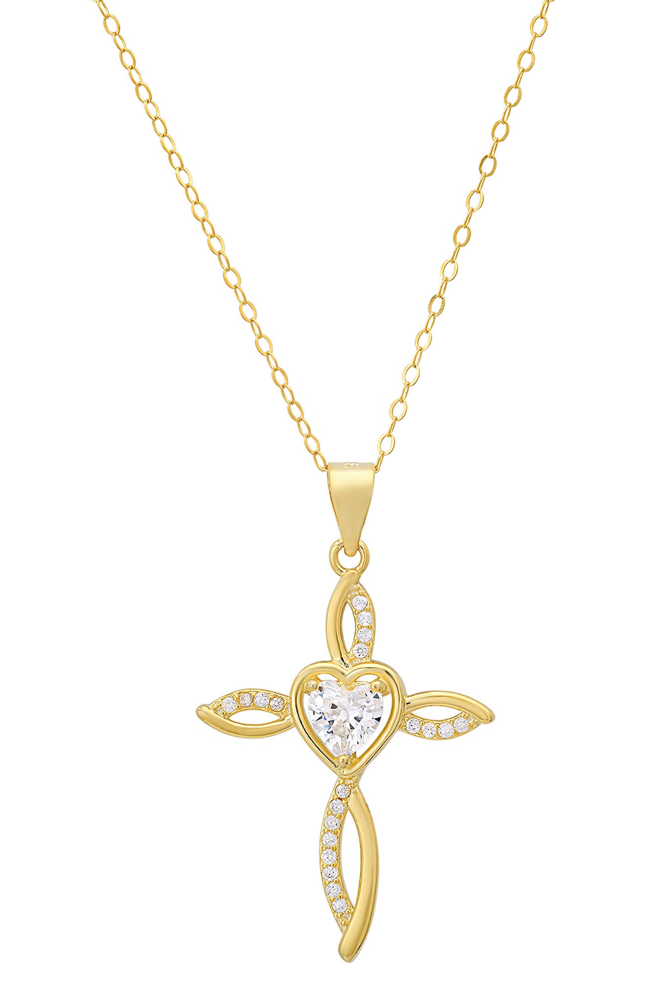 Queen Jewels Cubic Zirconia Heart Swirl Cross Pendant Necklace