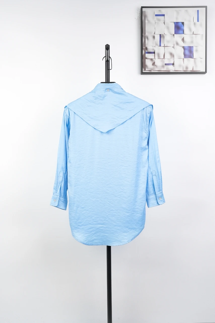 Miu Miu Light Blue Bow Poplin Long Sleeve Shirt product photo from LabelPicks