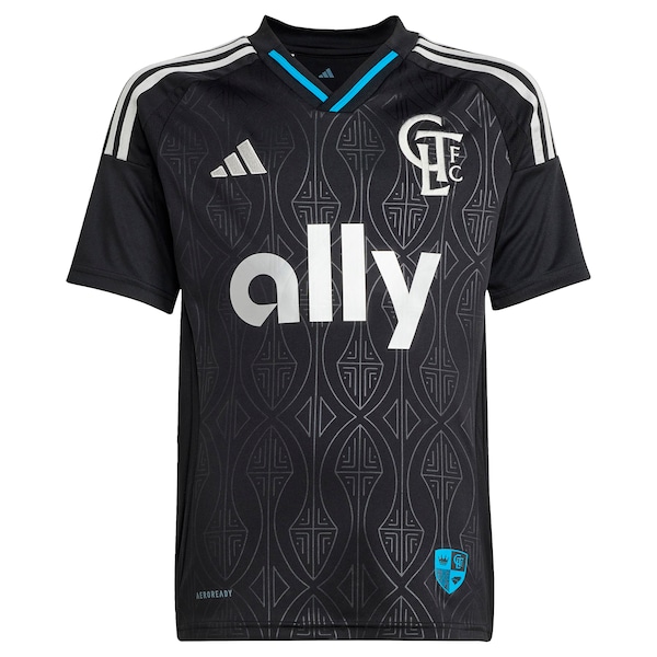 Charlotte FC adidas Youth 2025 Fortress Kit Replica Custom Jersey - Black