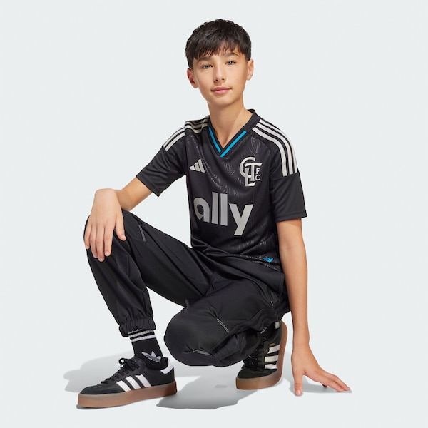 Charlotte FC adidas Youth 2025 Fortress Kit Replica Jersey - Black