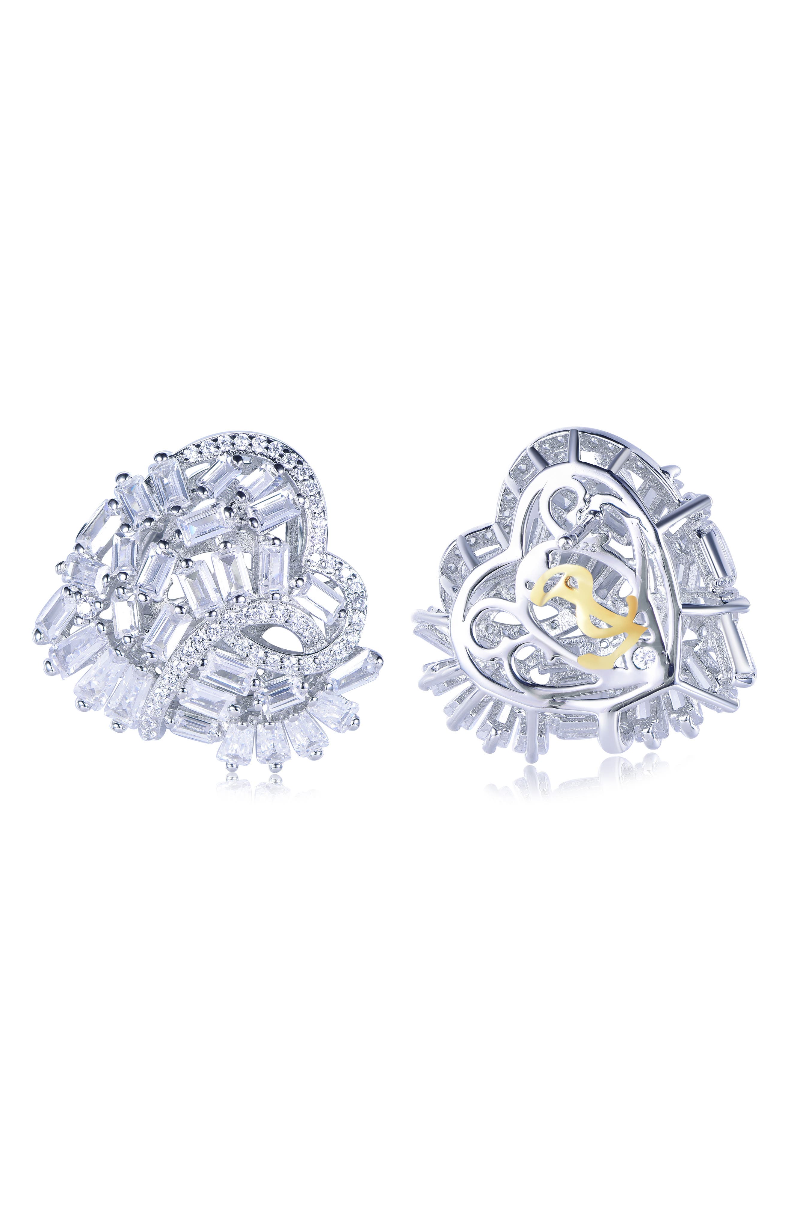 SUZY LEVIAN Cubic Zirconia Cluster Heart Stud Earrings