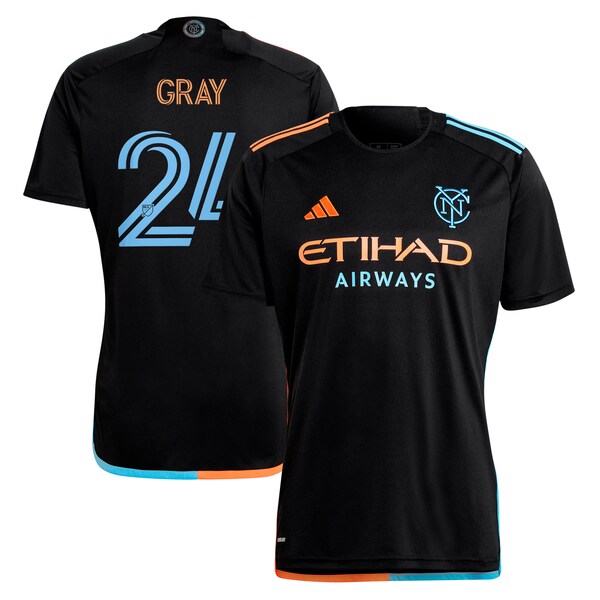 Tayvon Gray New York City FC adidas 2024 24/7 Kit Replica Player Jersey - Black