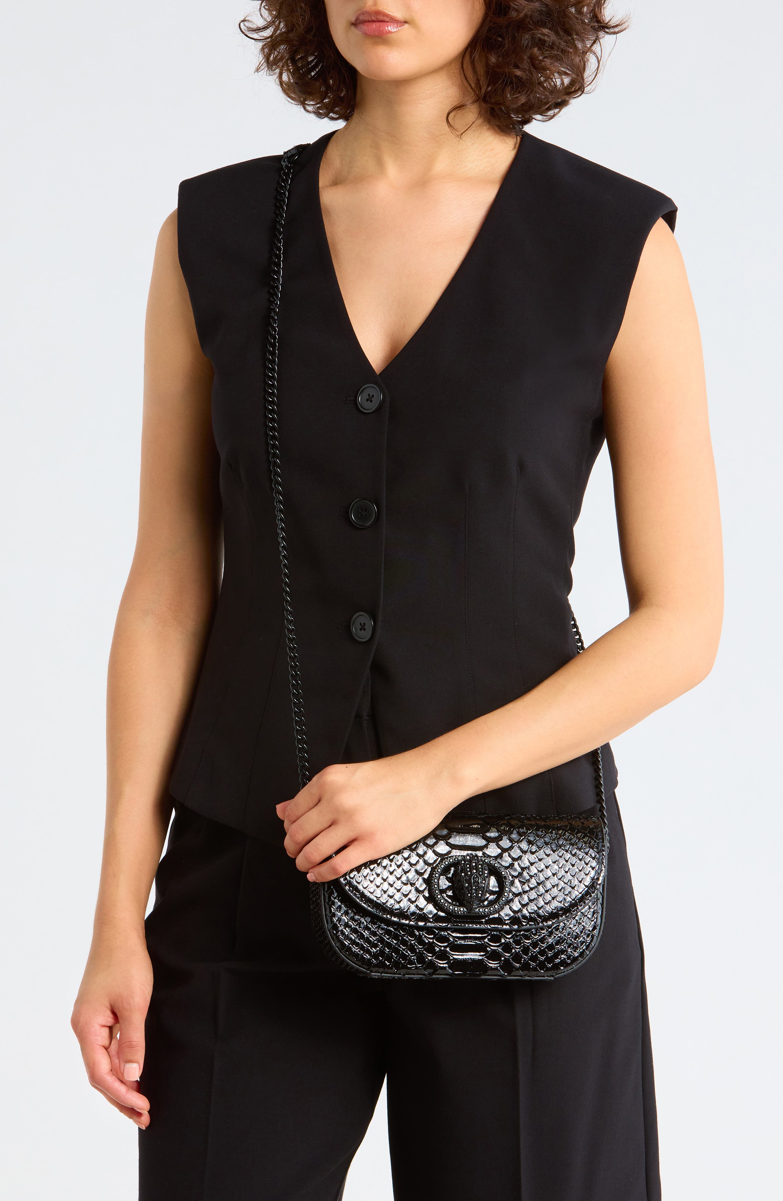 Kurt Geiger London Small Chelsea Croc Embossed Leather Crossbody Bag