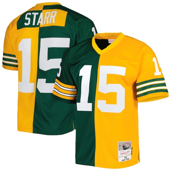 Bart Starr Green Bay Packers 1969 Split Legacy Replica Jersey - Green/Gold