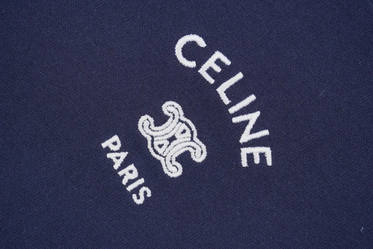 CELINE Navy Small Embroidered Logo T-Shirt product photo from LabelPicks