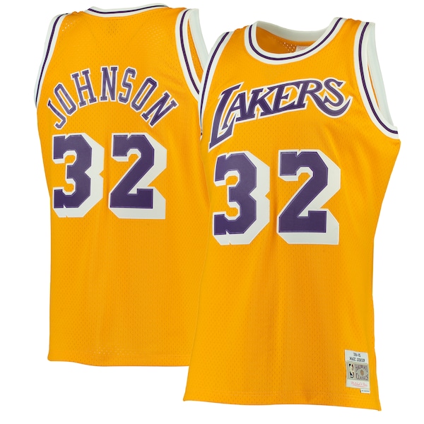 Magic Johnson Los Angeles Lakers 1984/85 Hardwood Classics Swingman Jersey - Gold/Purple