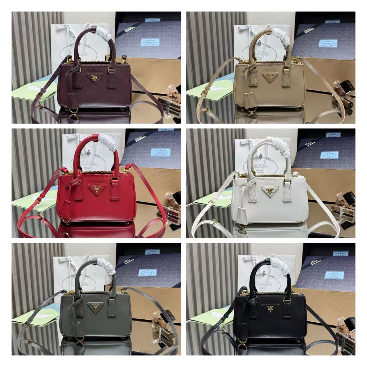 PRADA Galleria handbag / Calfskin leather / 21CM