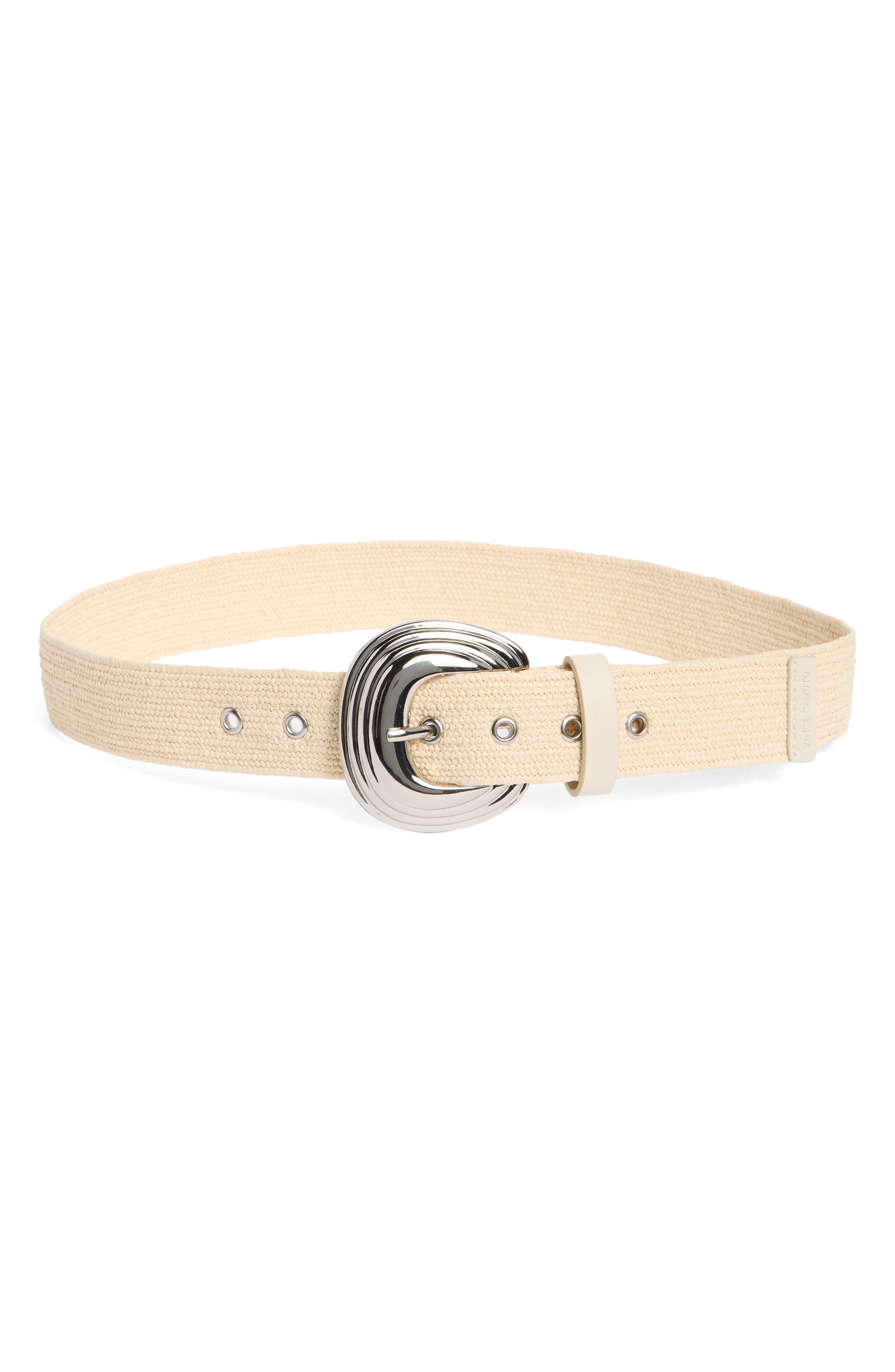 Vince Camuto Stretchy Straw Layered Buckle Belt