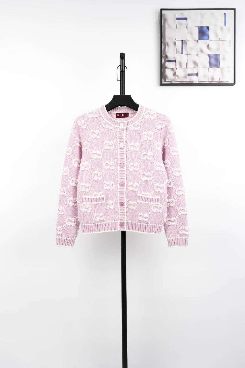 GUCCI Pink GG Jacquard Wool Cardigan product photo from LabelPicks