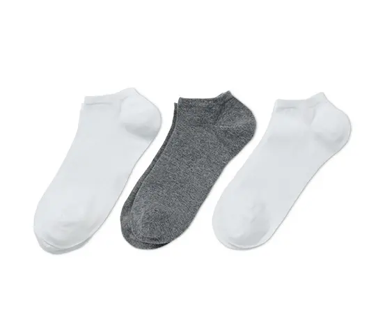 3 Paar Sneakersocken, weiß und grau