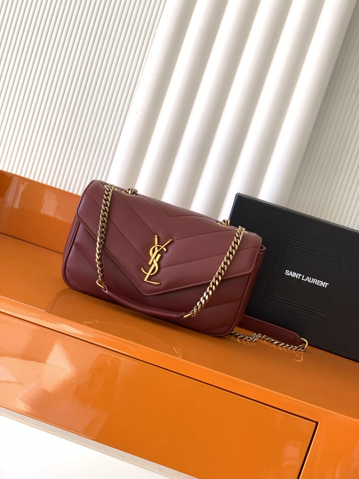 Saint Laurent Burgundy Loulou Lambskin Shoulder Bag product photo from LabelPicks