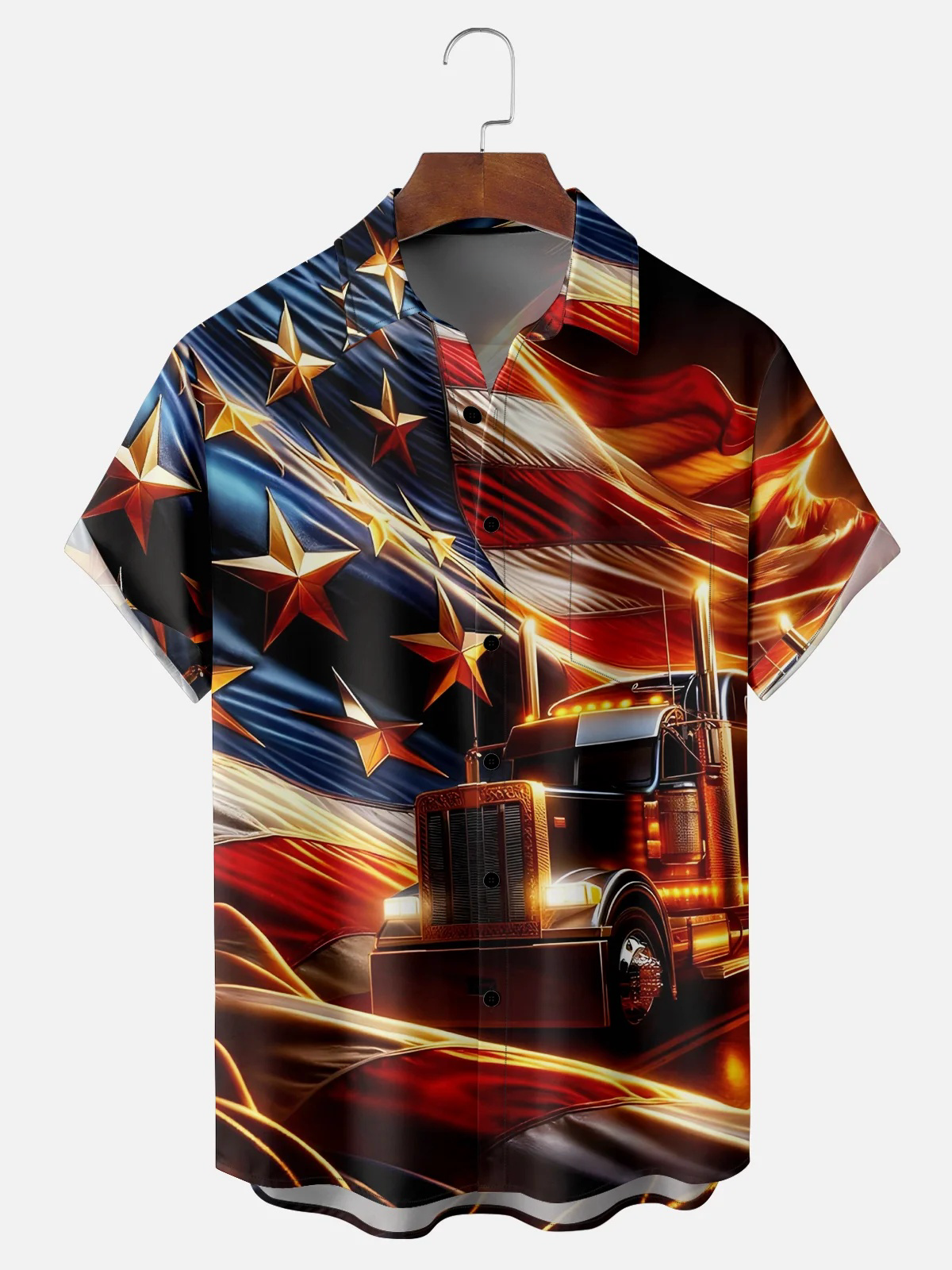 Moisture Wicking Independence Day Flag Casual Shirt