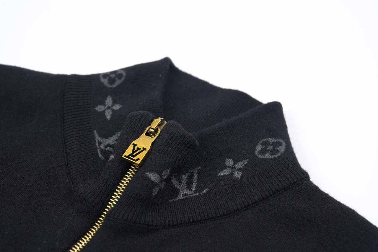 Louis Vuitton Black Jacquard Cuff Knit Zip Jacket product photo from LabelPicks