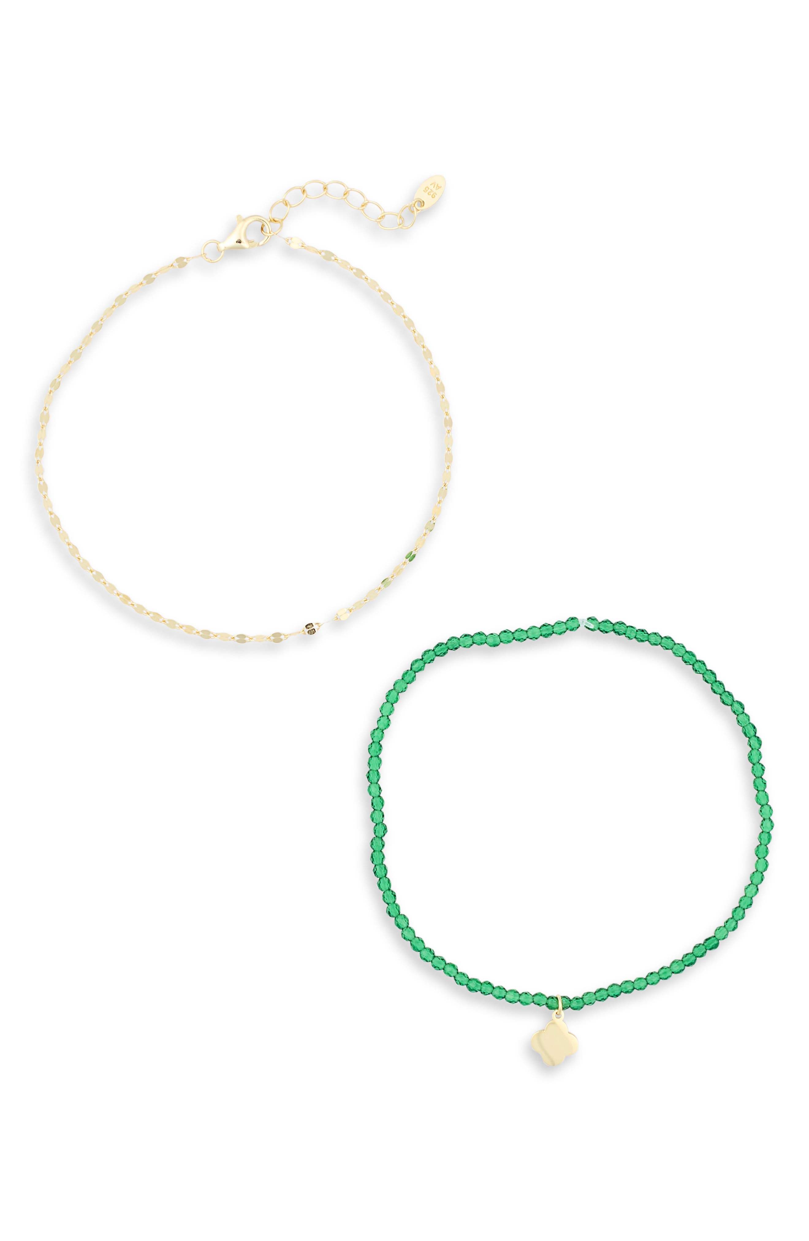 ARGENTO VIVO Two-Piece Heart Charm & Chain Bracelet Set