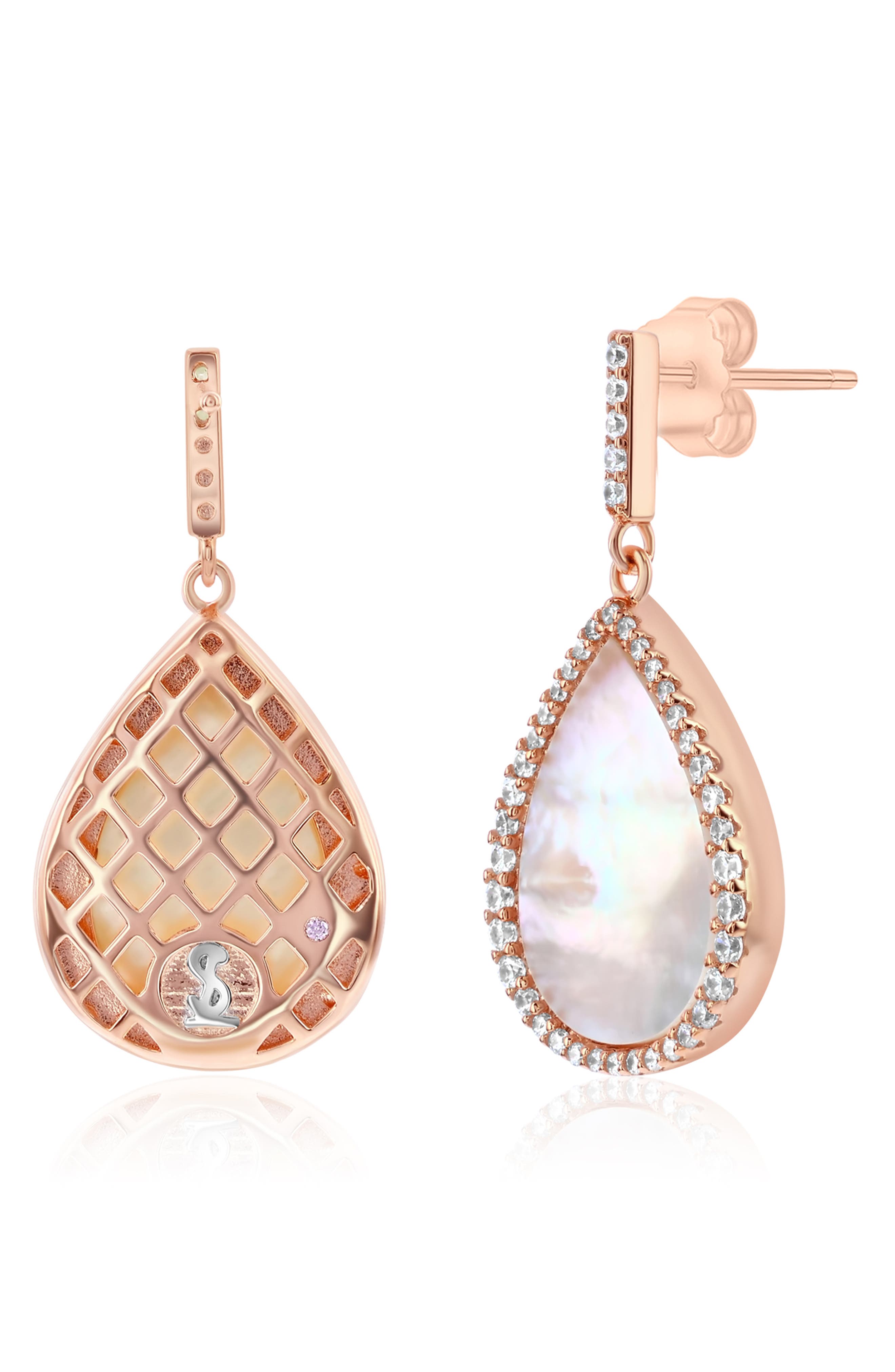 SUZY LEVIAN Cubic Zirconia & Mother-of-Pearl Teardrop Earrings