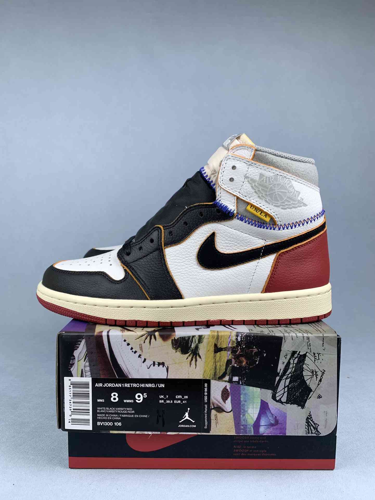 Union LA x Air Jordan 1 Retro High NRG “Black Toe” Shoes