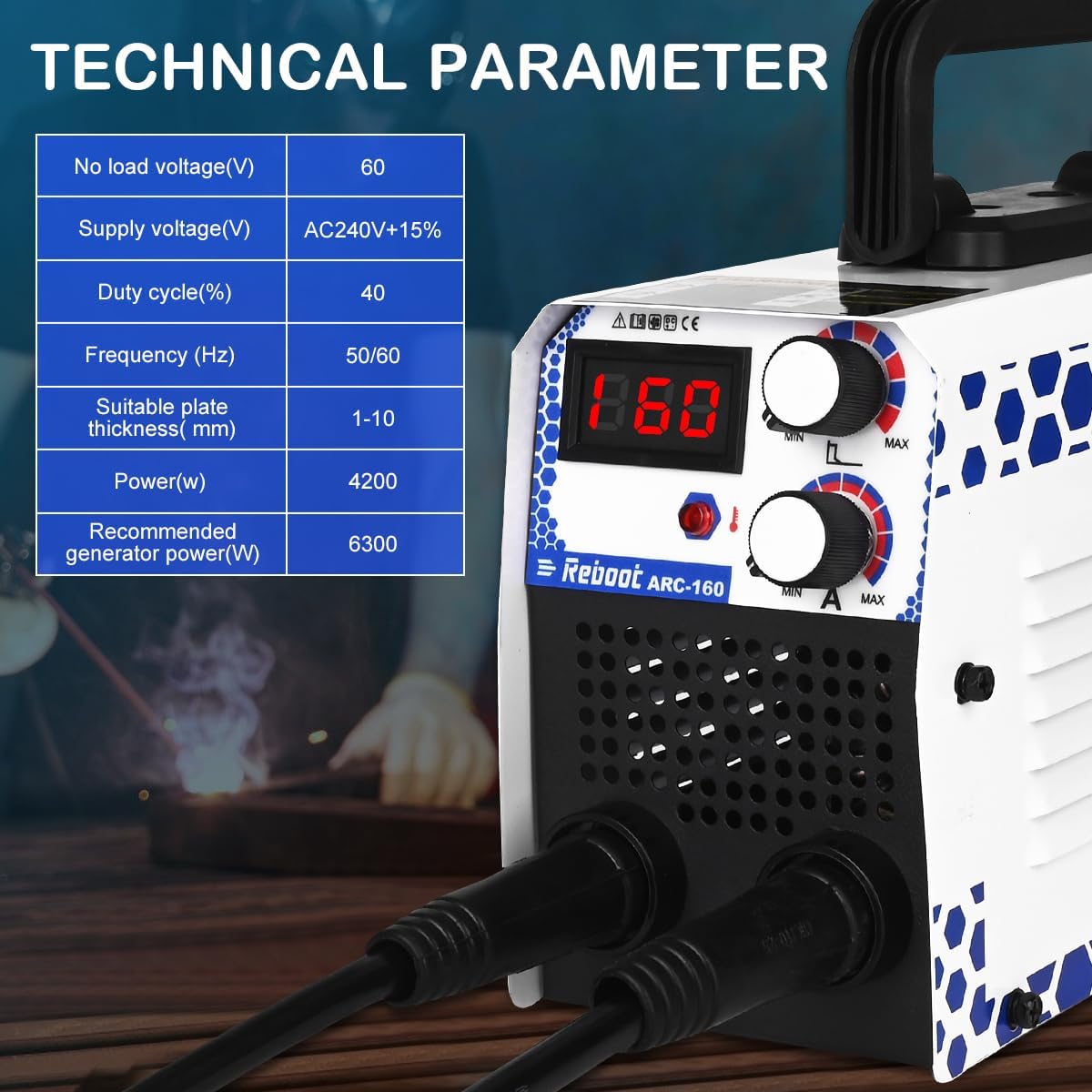Stick MMA Welder, 160Amp 240V Portable IGBT Inverter Stick Welding Machine with LCD Display, Hot Start & Anti-Stick, Reboot Mini ARC160