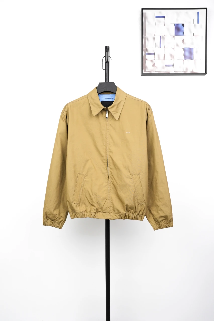 Prada Khaki Zip Jacket with Blue Lining product photo from LabelPicks