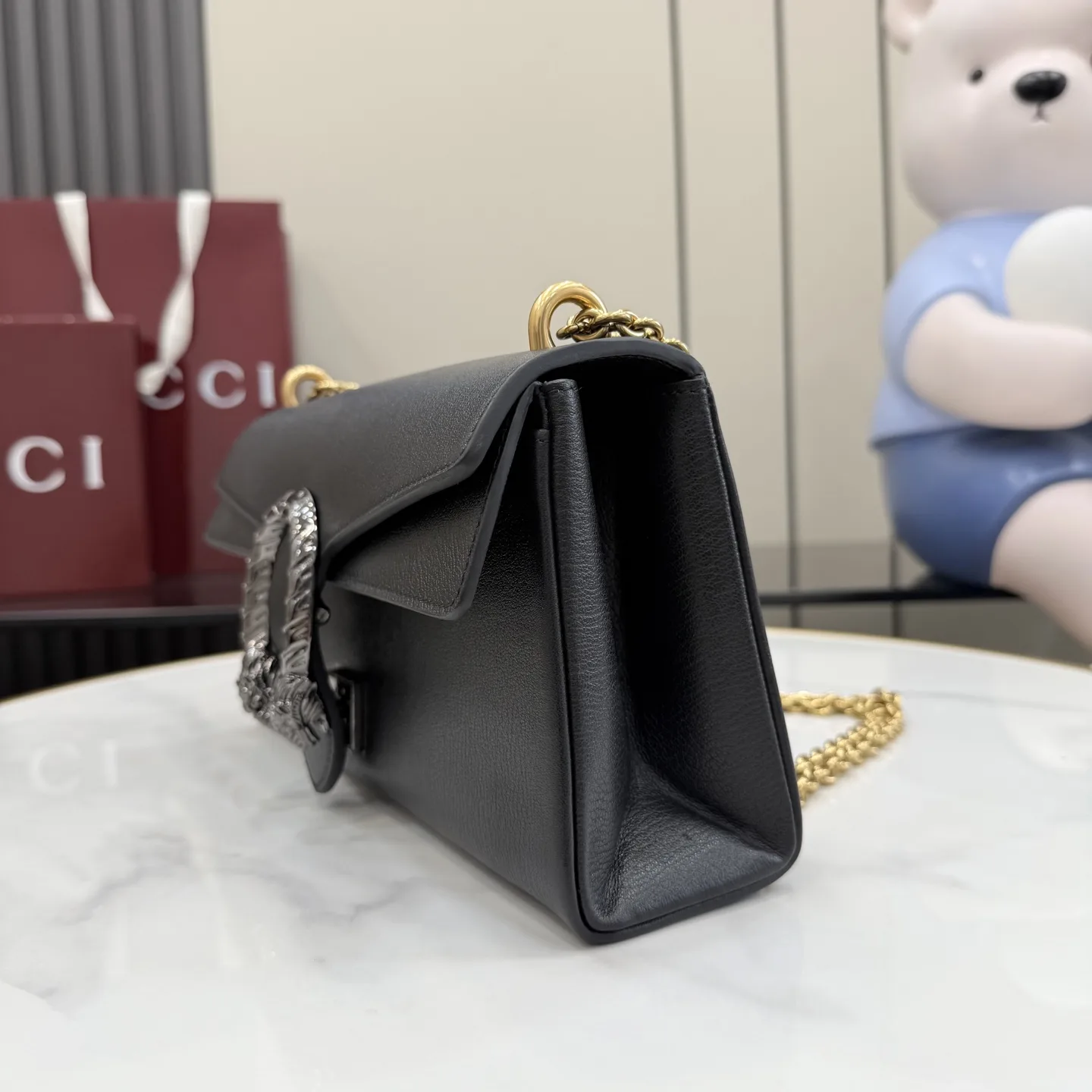 Gucci Dionysus Black Grained Leather Shoulder Bag product photo from LabelPicks