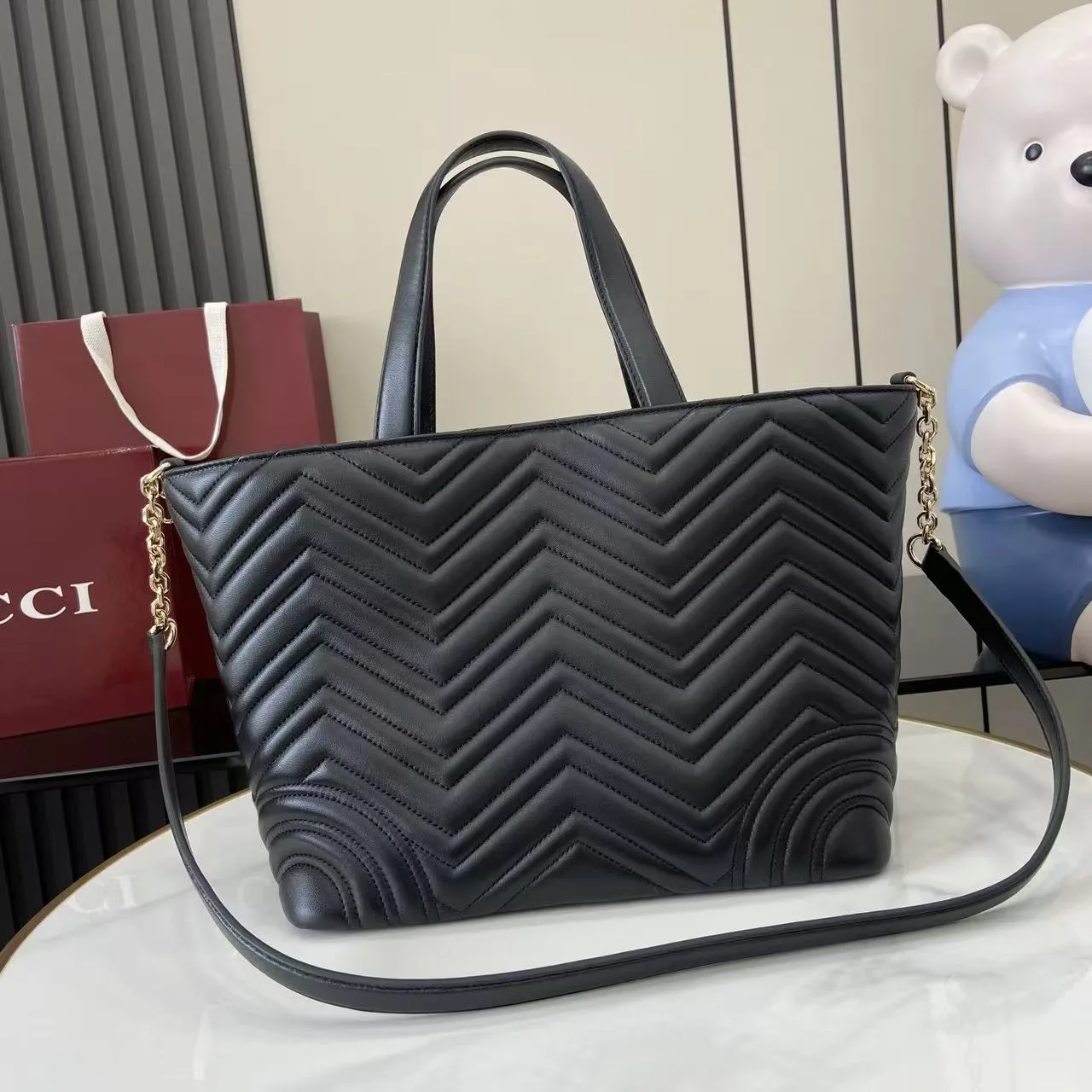 Gucci Marmont Black GG Supreme Canvas Tote Bag product photo from LabelPicks