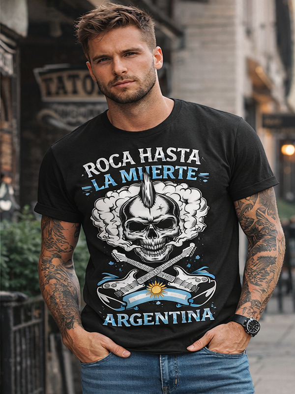 Remera “Rock Hasta la Muerte” – Calavera Punk Argentina