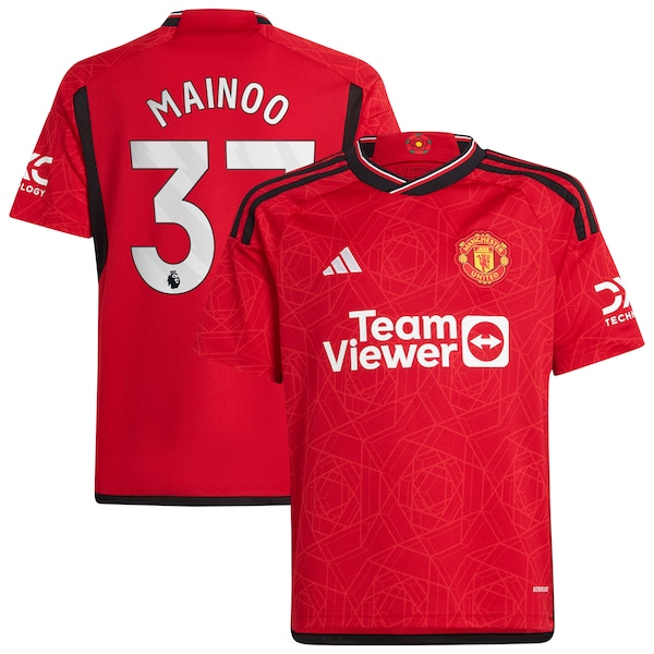 Kobbie Mainoo Manchester United adidas Youth 2023/24 Home Replica Player Jersey - Red