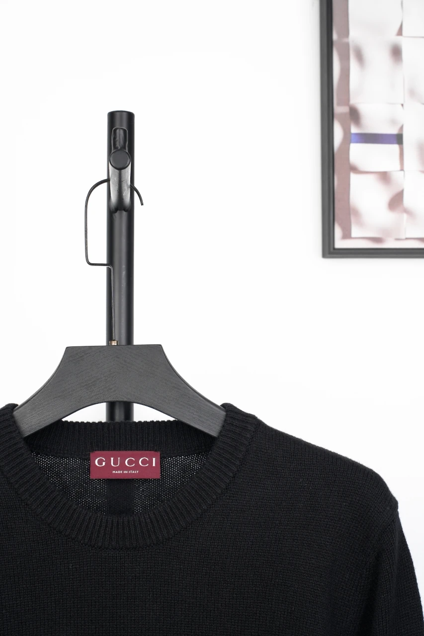 GUCCI Black Script Logo Jacquard Crewneck Sweater product photo from LabelPicks