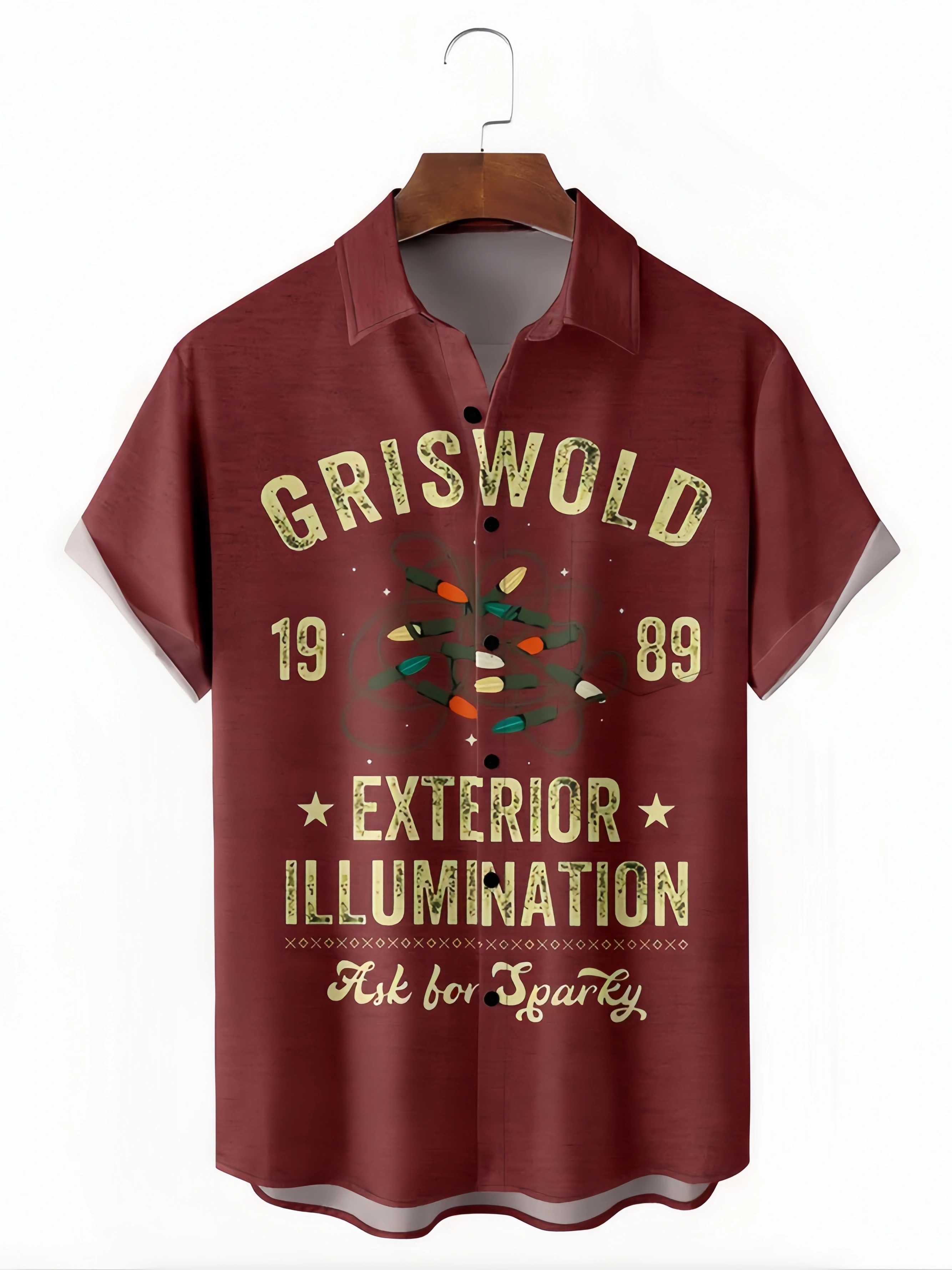 Christmas Chest Pocket Short Sleeve Casual Shirt