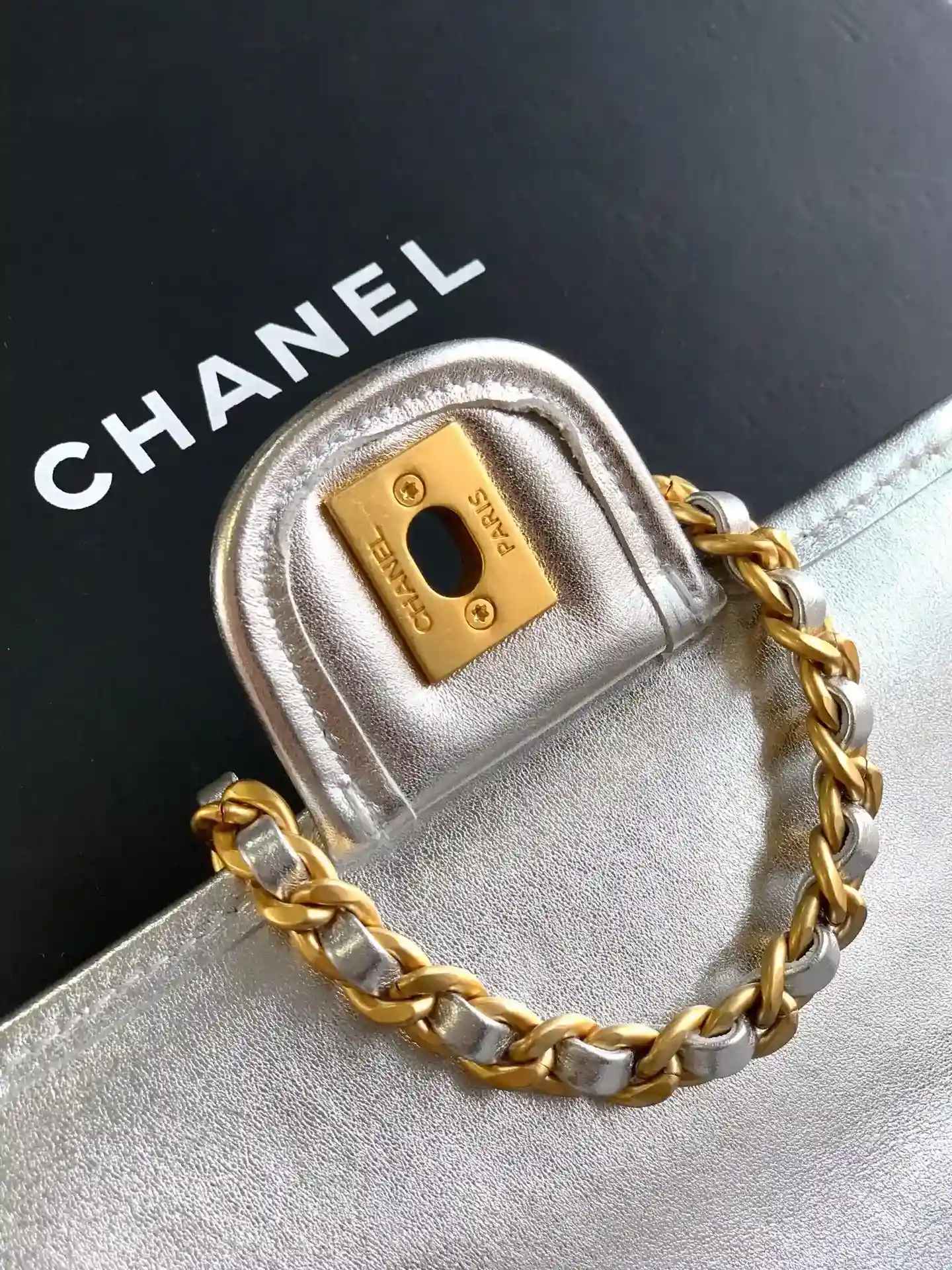 Chanel Classic Flap Silver Woven Leather Shoulder Bag product photo from LabelPicks