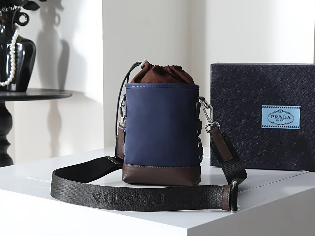 Prada Blue Woven Leather Bucket Bag product photo from LabelPicks