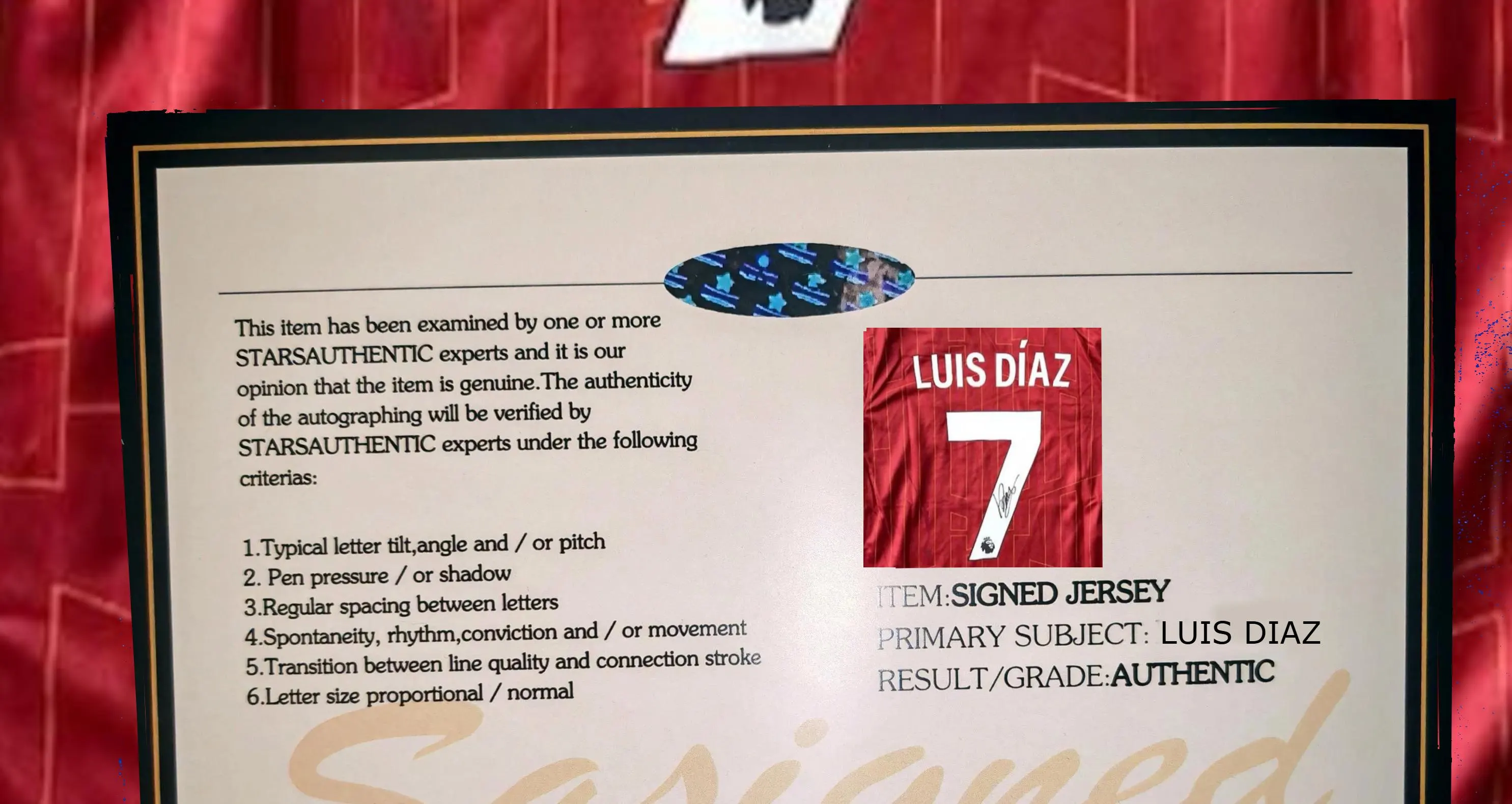 Luis Diaz SIGNED D铆az Liverpool Final 24/25 Home Jersey/Shirt - COA - 2025