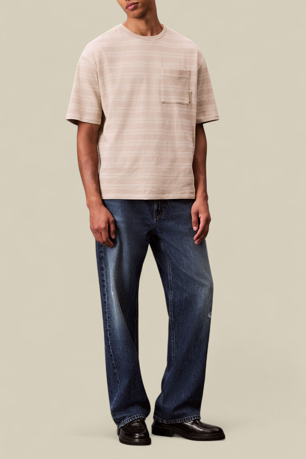 CALVIN KLEIN חולצת טי ארוגה