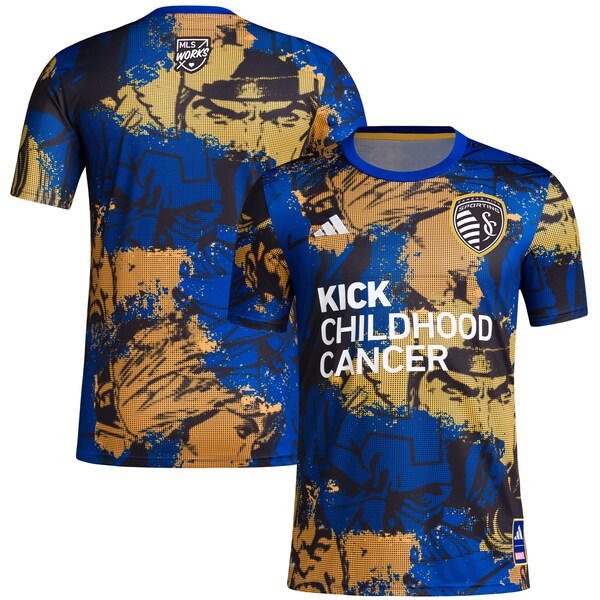 Sporting Kansas City adidas 2024 MLS Works Kick Childhood Cancer x Marvel Pre-Match Top - Royal