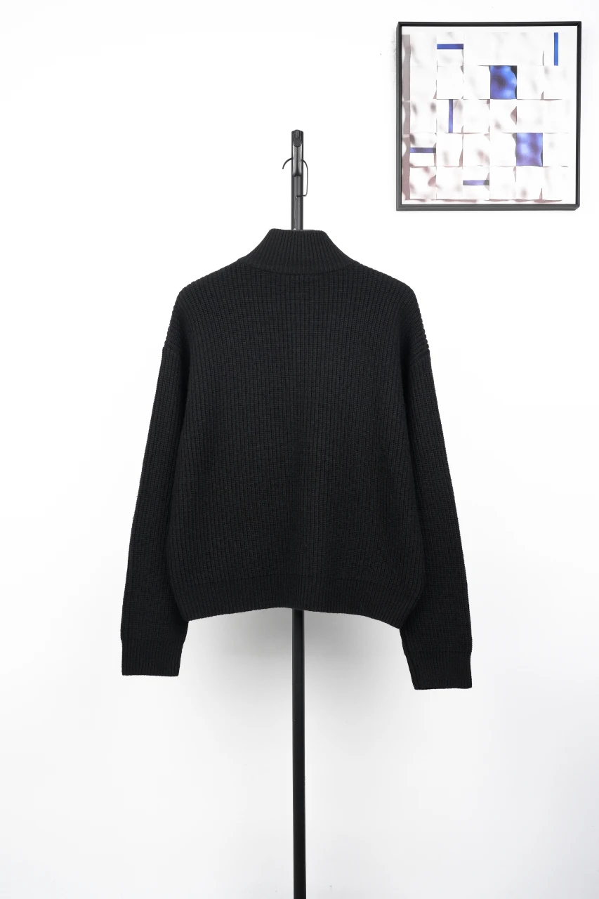 CELINE Black Triomphe Embroidered Knit Zip Cardigan product photo from LabelPicks