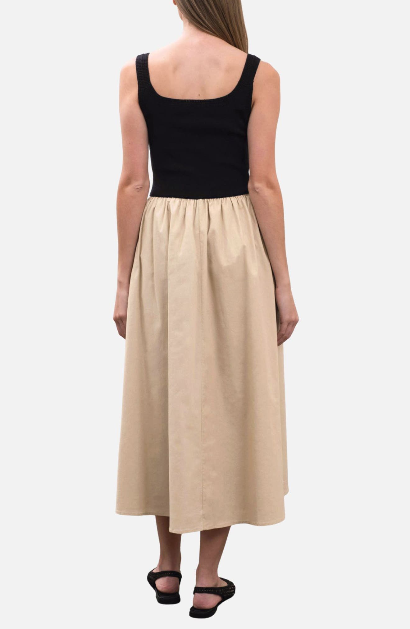 MOON RIVER Sleeveless Mixed Media Maxi Dress
