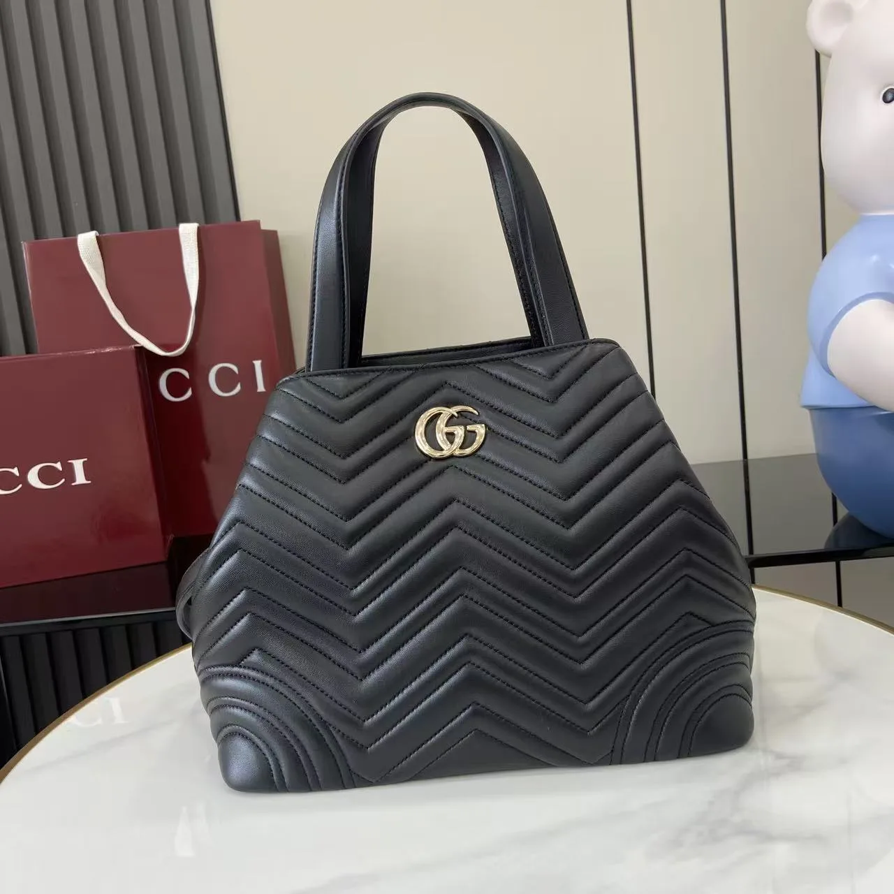 Gucci Marmont Black GG Supreme Canvas Tote Bag product photo from LabelPicks