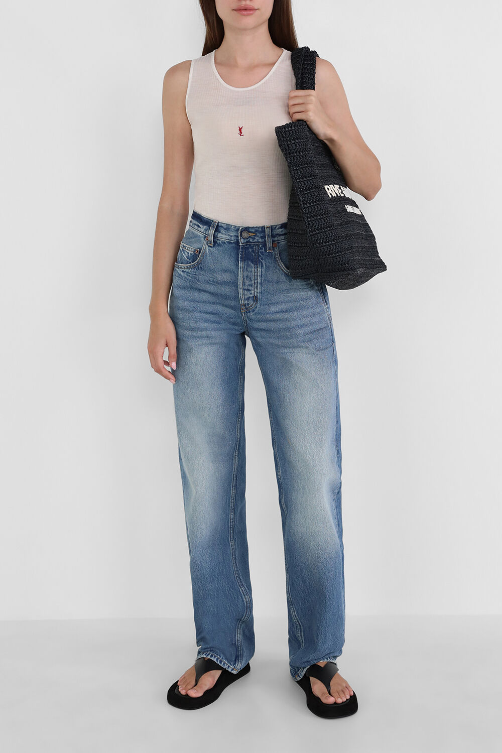 SAINT LAURENT מכנסי ג'ינס בגזרת אוברסייז